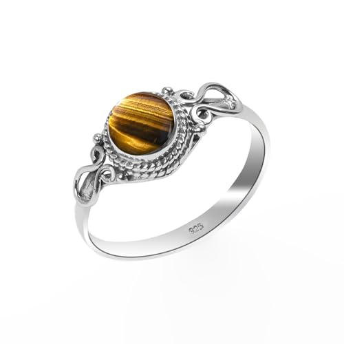 Tigerauge Ring 925 Sterling Silber Natürlicher Edelstein Ring, Statement Herren-Damen Vintage Boho Handarbeit Runde Form 6 mm Verlobungsring TGRE-3 Tigerauge Ring 925 Sterling Silber Natürlicher Edelstein Ring, Statement Herren-Damen Vintage Boho Handarbeit Runde Form 6 mm Verlobungsring TGRE-3 von Stone House