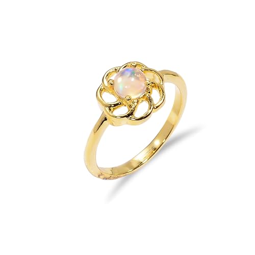 Welo Fire Äthiopischer Opal 925 Sterling Silber Edelsteinring – Handgefertigter Damenschmuck (R018) von Stone House