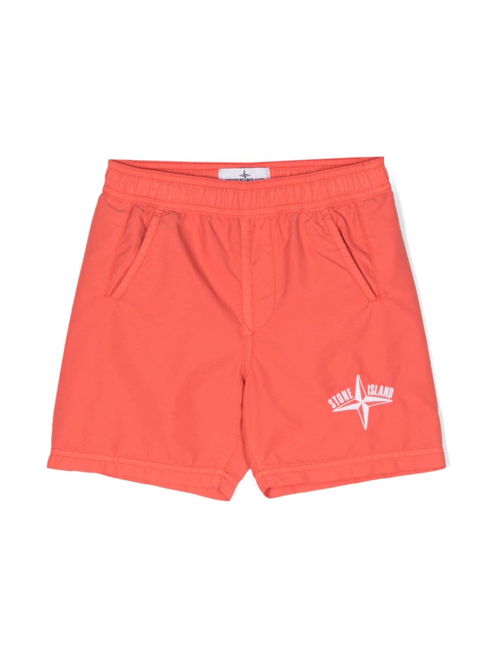 Stone Island Junior Badeshorts mit Logo-Stickerei - Orange von Stone Island Junior