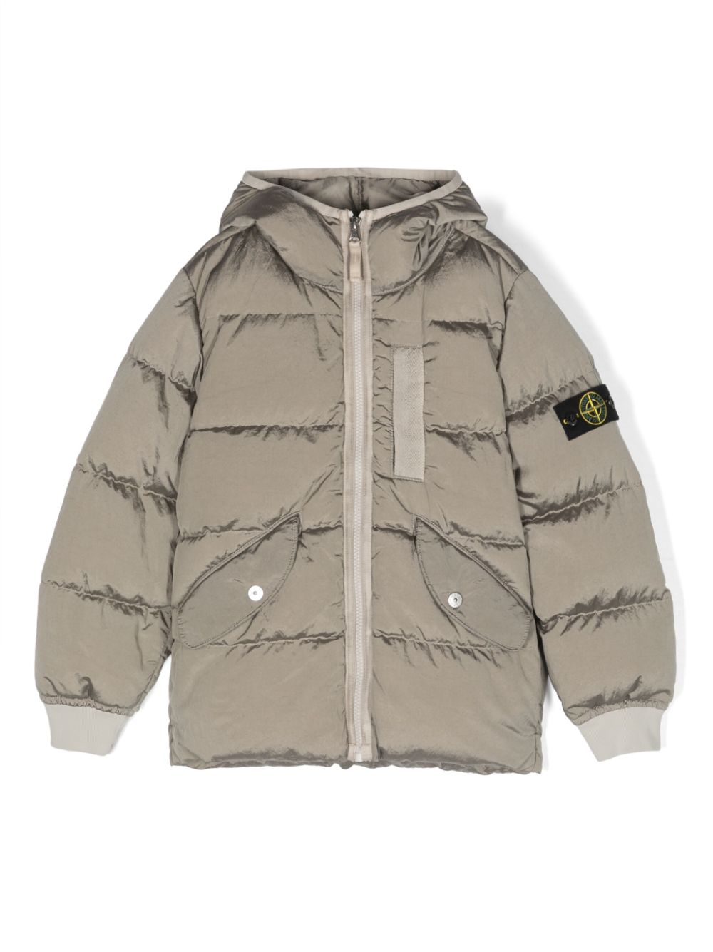 Stone Island Junior Gefütterte Kapuzenjacke mit Kompass - Nude von Stone Island Junior