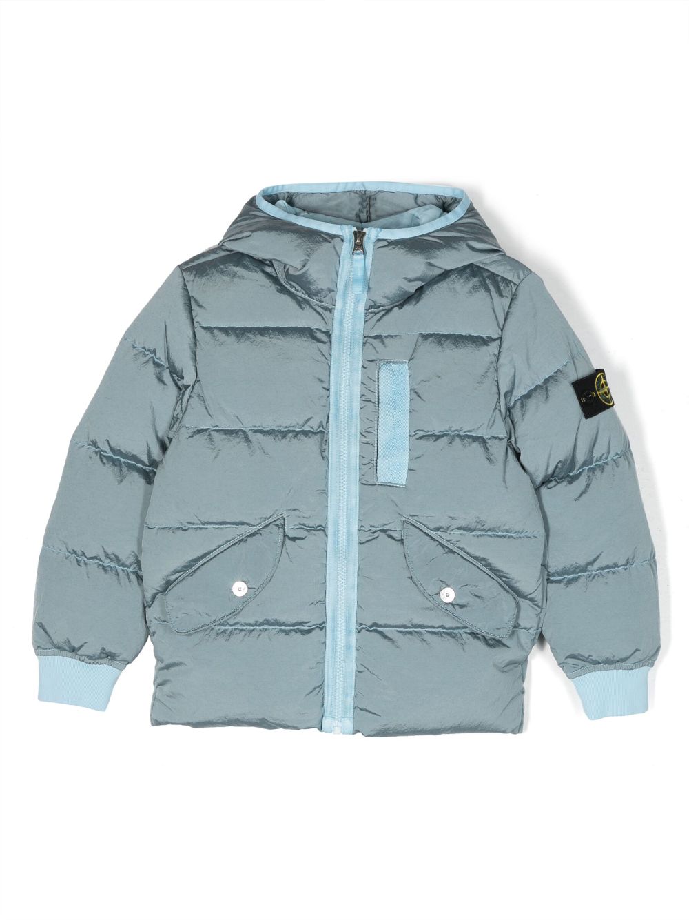 Stone Island Junior Gefütterte Kapuzenjacke mit Patch - Blau von Stone Island Junior