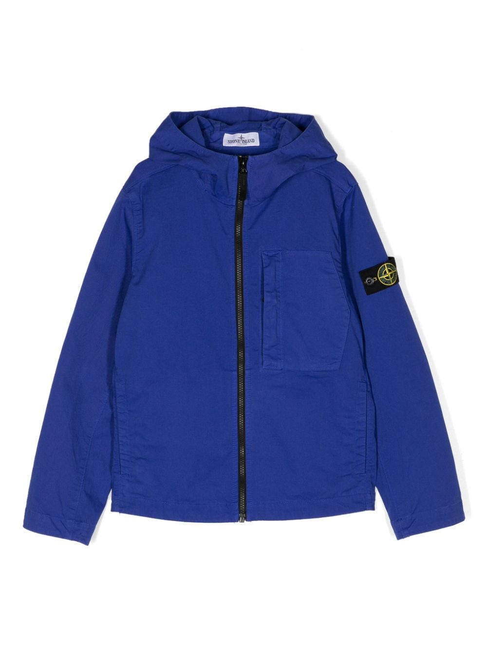 Stone Island Junior Twill-Kapuzenjacke mit Reißverschluss - Blau von Stone Island Junior