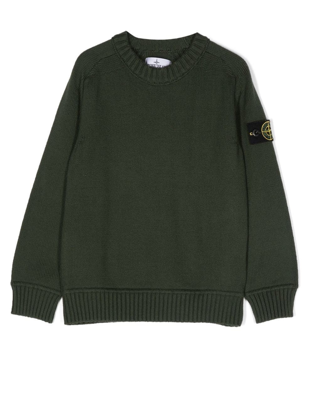 Stone Island Junior Gestrickter Pullover mit Logo - Grün von Stone Island Junior