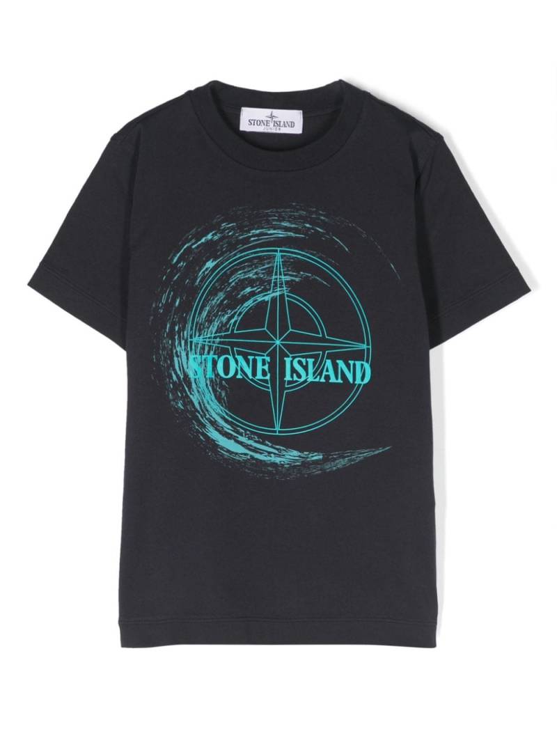 Stone Island Junior T-Shirt mit Logo-Patch - Blau von Stone Island Junior
