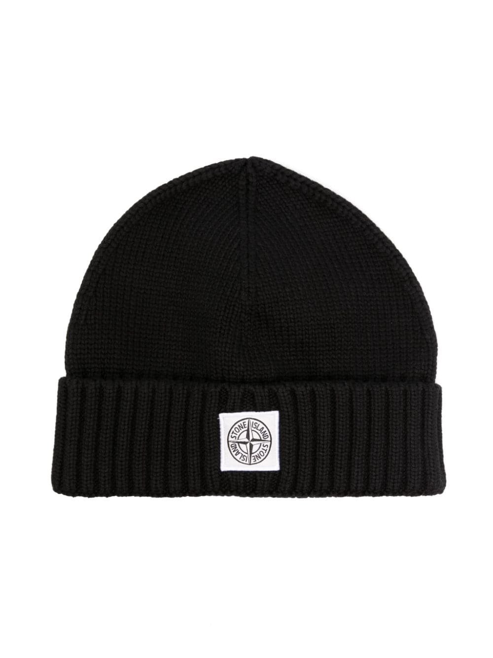 Stone Island Junior Beanie mit Logo-Patch - Schwarz von Stone Island Junior