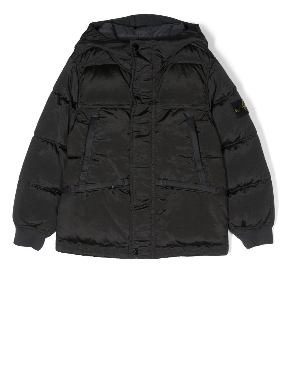 Stone Island Junior Gefütterte Jacke mit Logo-Patch - Schwarz von Stone Island Junior