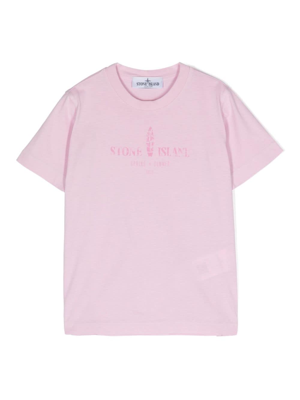 Stone Island Junior T-Shirt mit Logo-Print - Rosa von Stone Island Junior