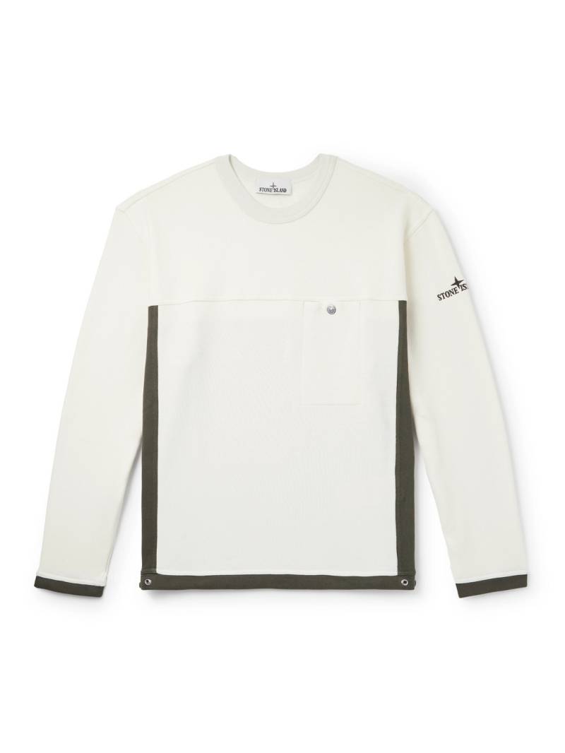 Stone Island - Colour-Block Logo-Embroidered Cotton-Jersey Sweatshirt - Men - White - XL von Stone Island