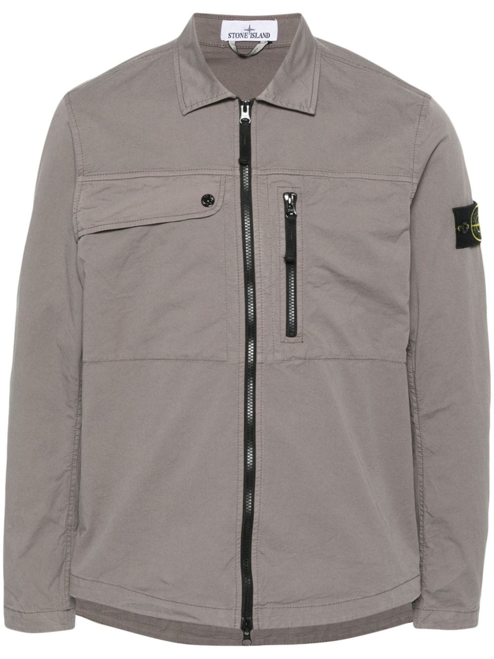 Stone Island Hemdjacke mit Kompass-Patch - Grau von Stone Island