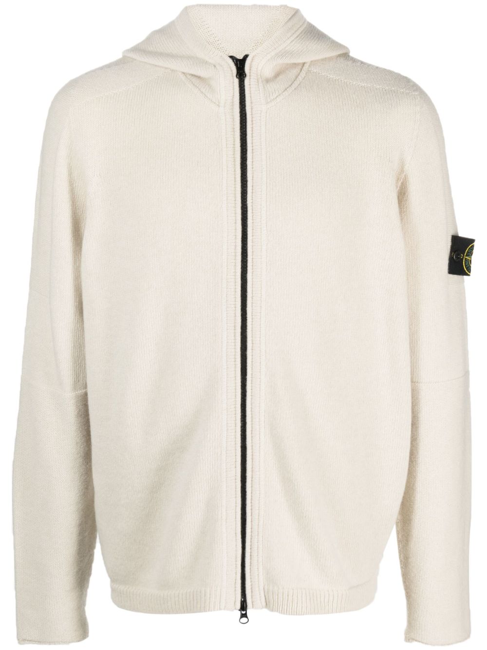 Stone Island Gestrickte Kapuzenjacke mit Patch - Nude von Stone Island