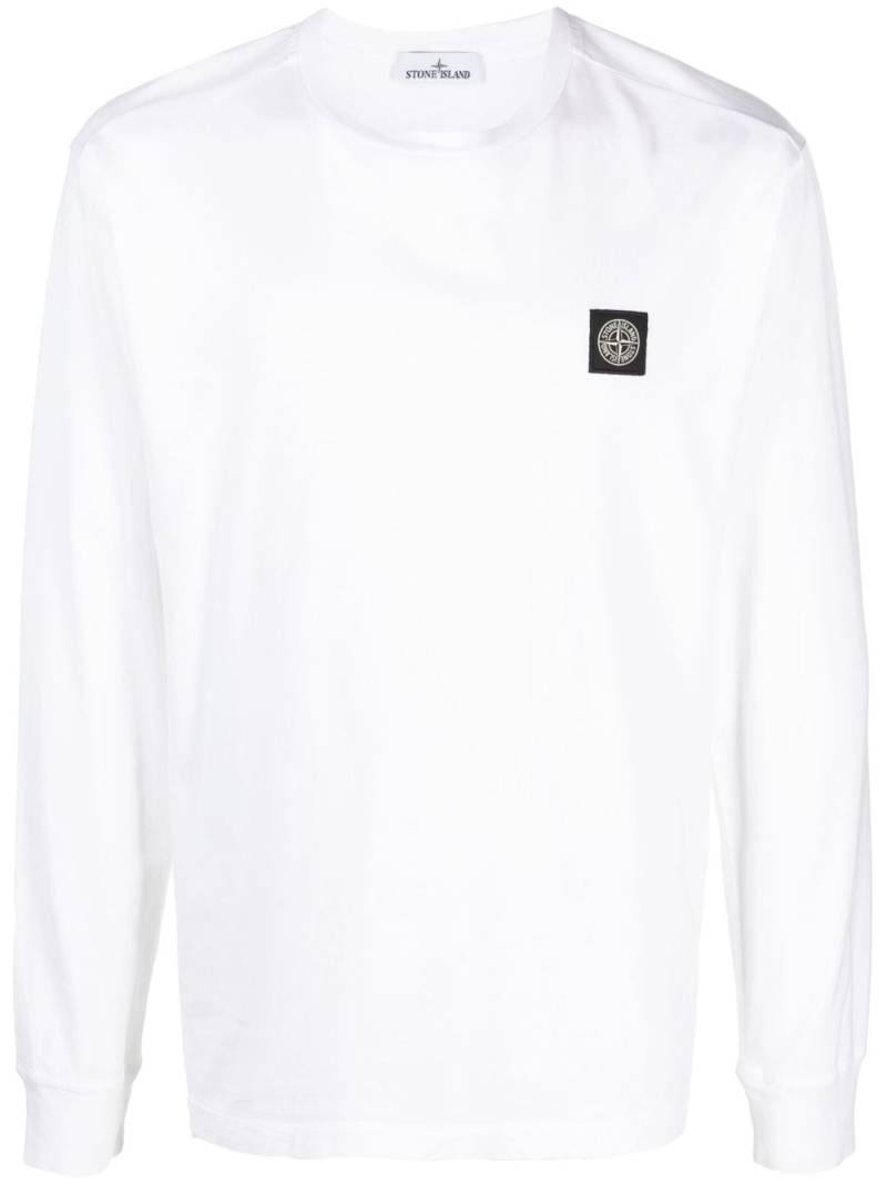 Stone Island Langarmshirt mit Kompass-Patch - Weiß von Stone Island