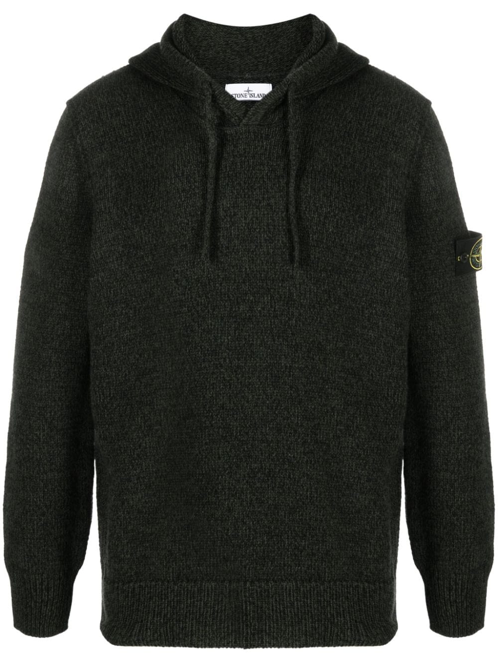 Stone Island Gerippter Hoodie mit Kompass-Patch - Schwarz von Stone Island