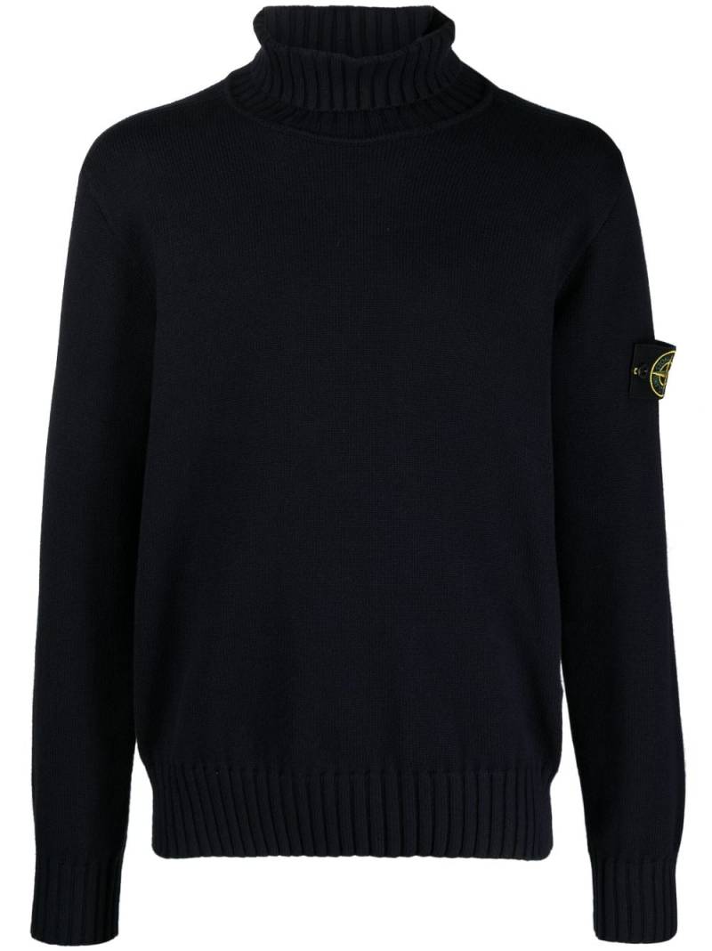 Stone Island Rollkragenpullover mit Kompass-Patch - Blau von Stone Island