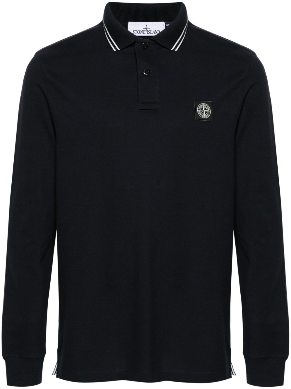 Stone Island Streifenkragen-Poloshirt mit Kompass-Patch - Blau von Stone Island