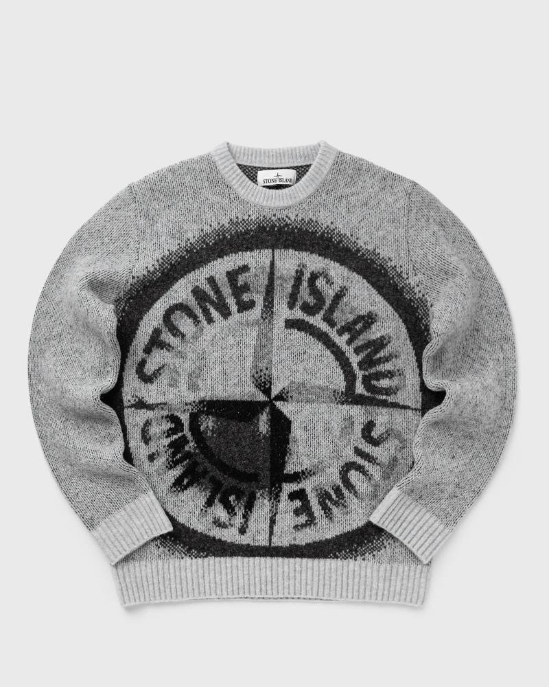 Stone Island GAUZED EFFECT WOOL BLEND CREWNECK SWEATER men Zippers & Cardigans grey in Größe:XL von Stone Island