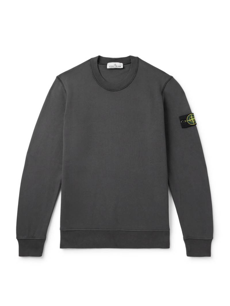 Stone Island - Garment-Dyed Logo-Appliquéd Cotton-Jersey Sweatshirt - Men - Gray - XXL von Stone Island