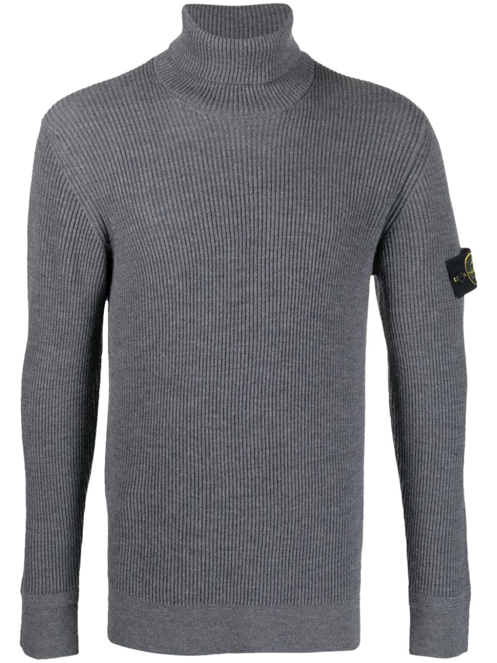 Stone Island Gerippter Pullover mit Kompass-Patch - Grau von Stone Island