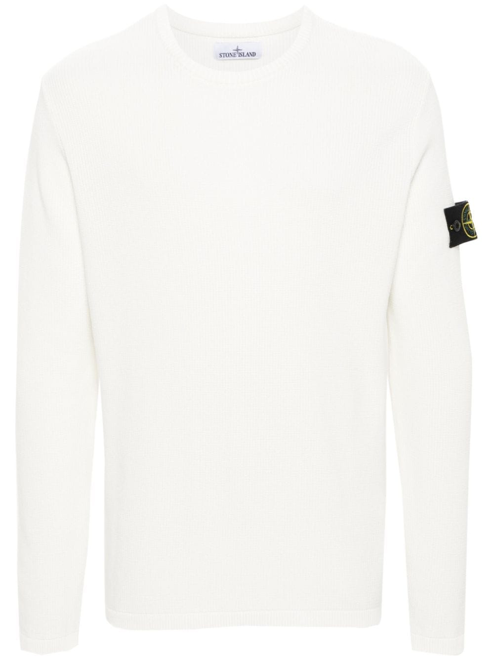 Stone Island Gestreifter Pullover mit Kompass-Patch - Weiß von Stone Island