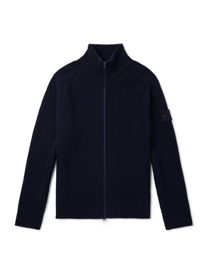 Stone Island - Ghost Waffle-Knit Virgin Wool Zip-Up Cardigan - Men - Blue - XXL von Stone Island