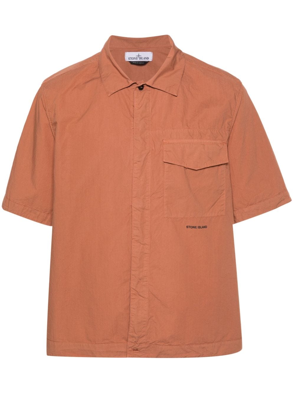 Stone Island Hemd in Knitteroptik mit Logo-Print - Orange von Stone Island