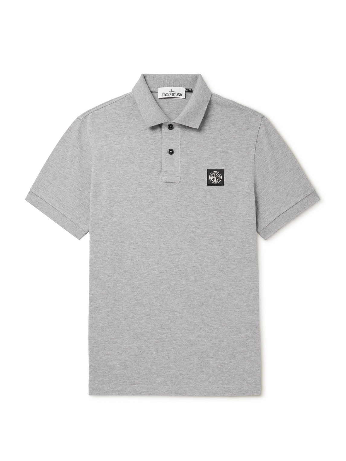 Stone Island - Logo-Appliquéd Cotton-Blend Piqué Polo Shirt - Men - Gray - S von Stone Island