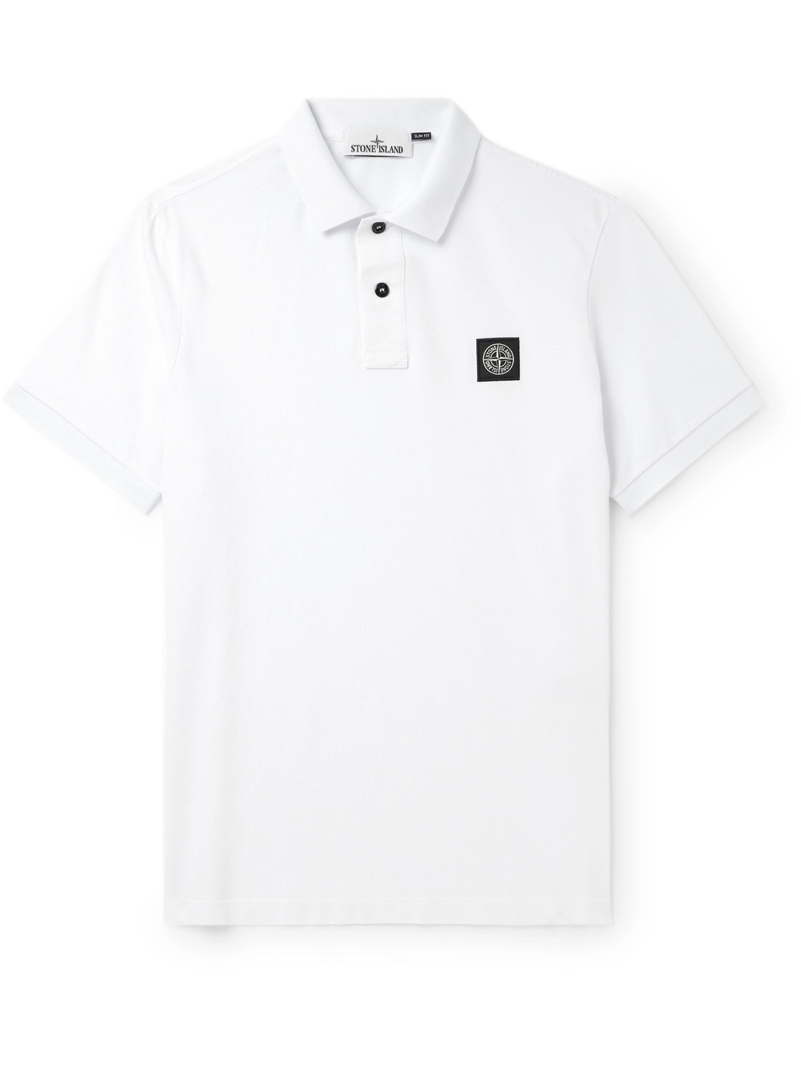 Stone Island - Logo-Appliquéd Cotton-Blend Piqué Polo Shirt - Men - White - S von Stone Island