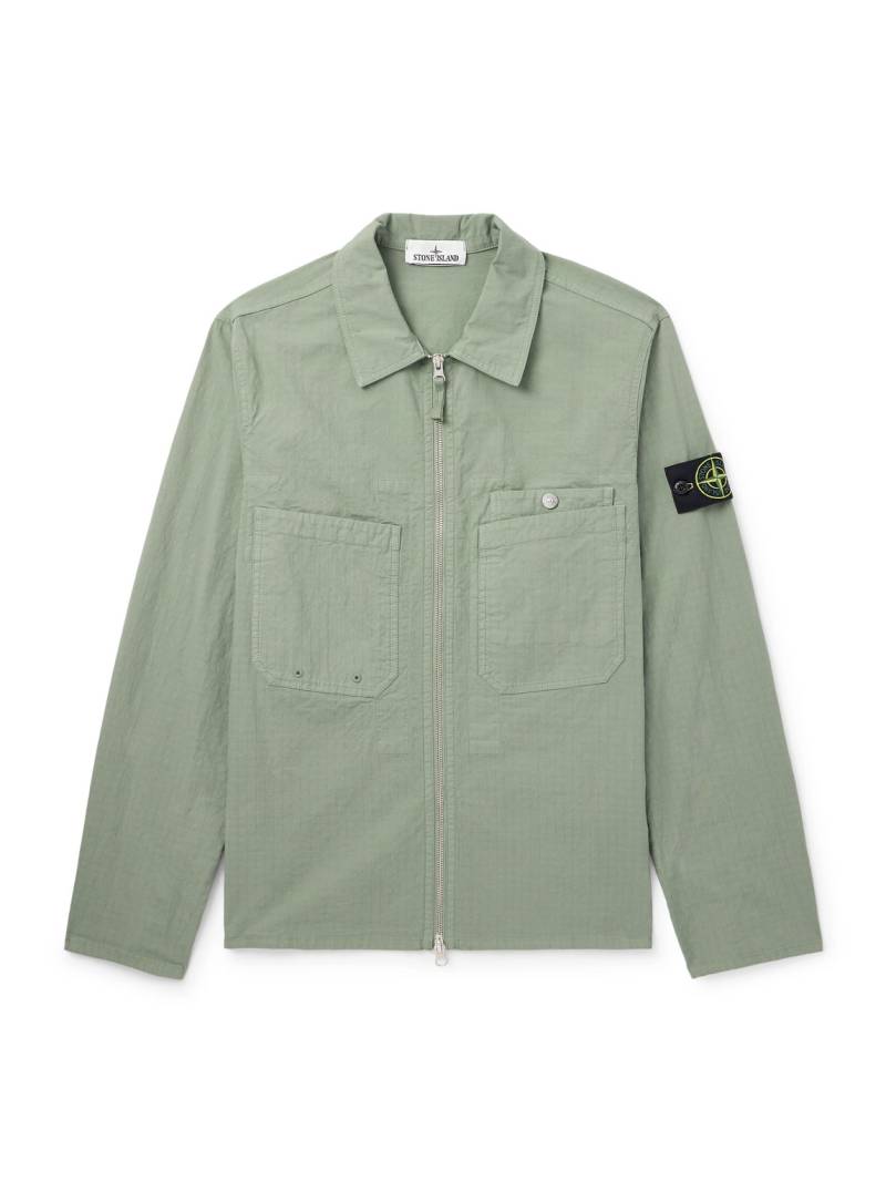 Stone Island - Logo-Appliquéd Cotton-Blend Ripstop Overshirt - Men - Green - S von Stone Island