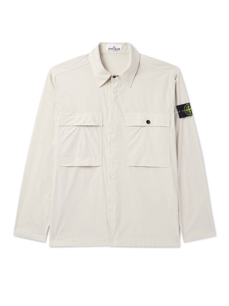Stone Island - Logo-Appliquéd Cotton-Blend Tela Overshirt - Men - Neutrals - L von Stone Island
