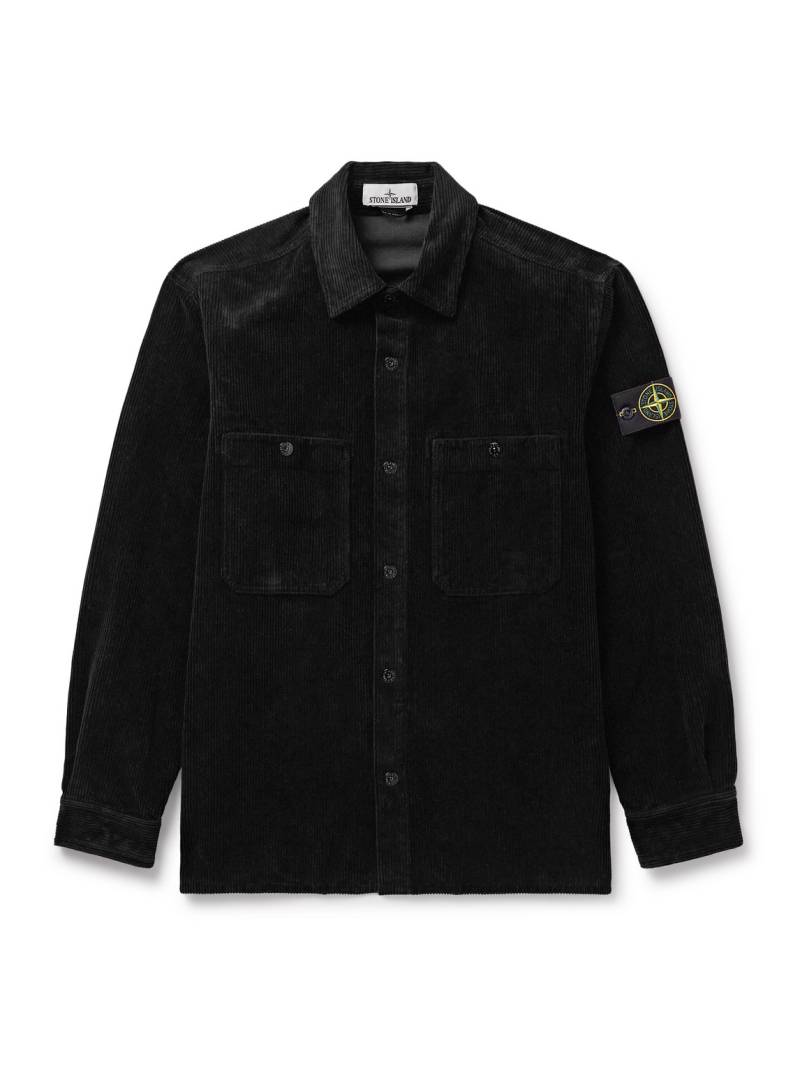 Stone Island - Logo-Appliquéd Cotton-Corduroy Overshirt - Men - Black - S von Stone Island