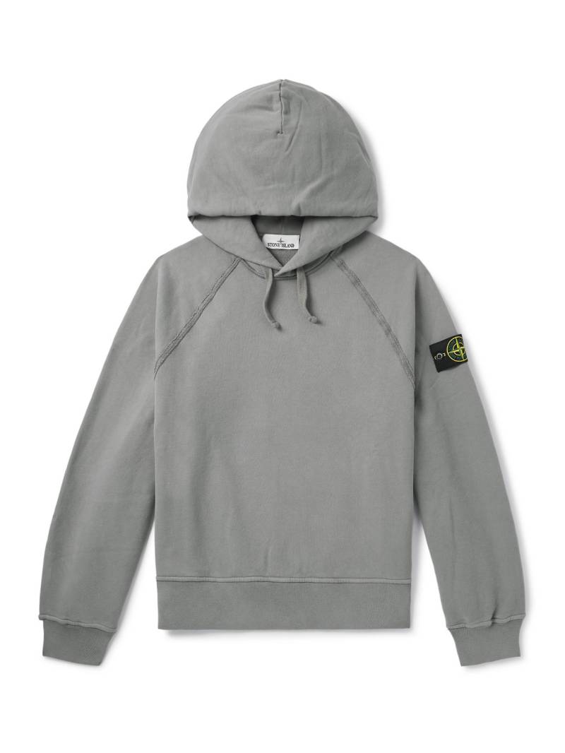 Stone Island - Logo-Appliquéd Cotton-Jersey Hoodie - Men - Gray - S von Stone Island