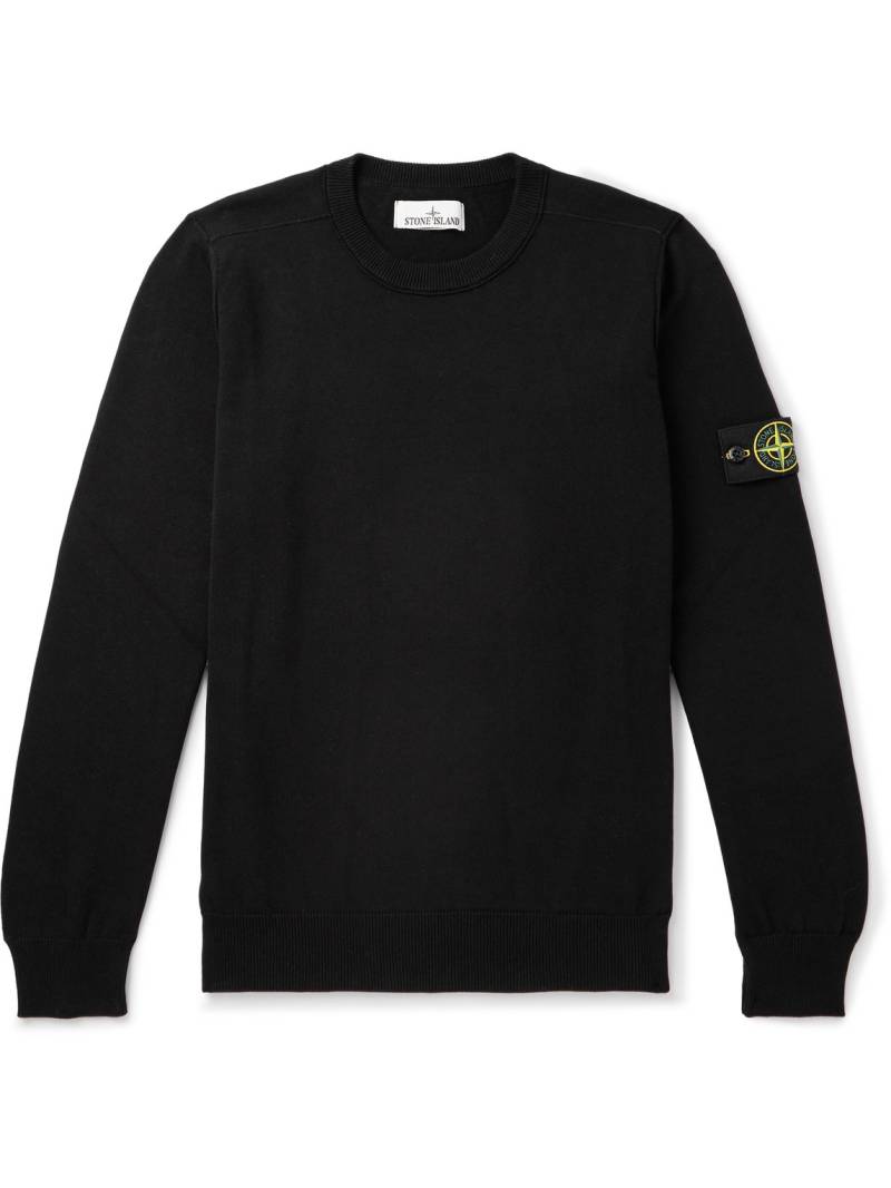 Stone Island - Logo-Appliquéd Cotton Sweater - Men - Black - M von Stone Island