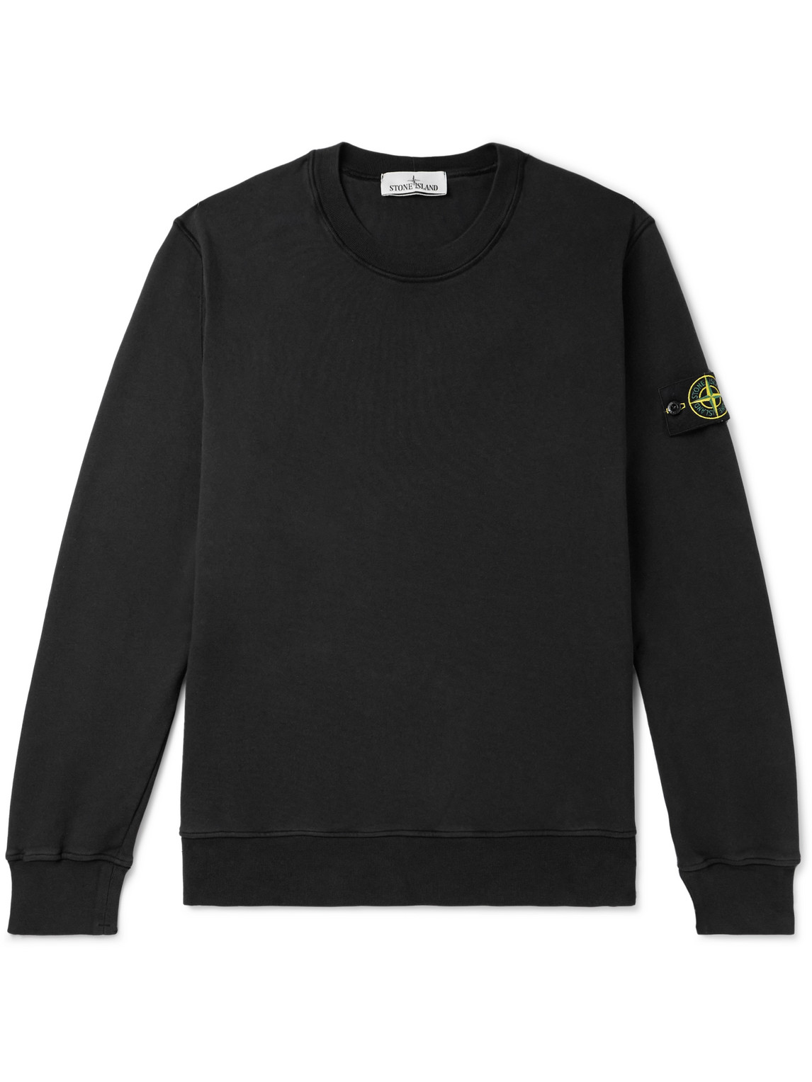 Stone Island - Logo-Appliquéd Garment-Dyed Cotton-Jersey Sweatshirt - Men - Black - XL von Stone Island