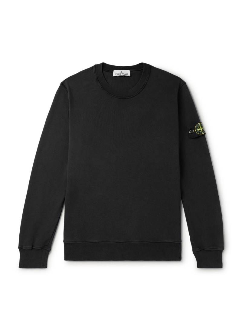 Stone Island - Logo-Appliquéd Garment-Dyed Cotton-Jersey Sweatshirt - Men - Black - XXL von Stone Island