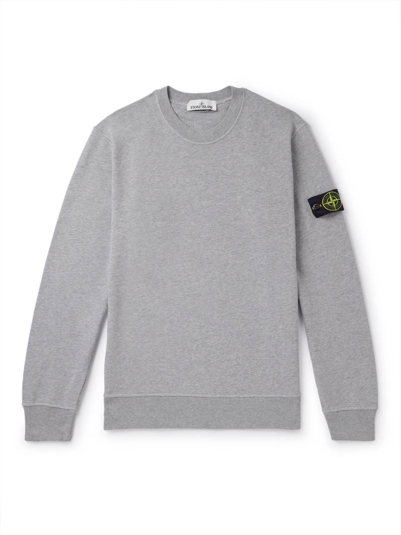 Stone Island - Logo-Appliquéd Garment-Dyed Cotton-Jersey Sweatshirt - Men - Gray - XL von Stone Island