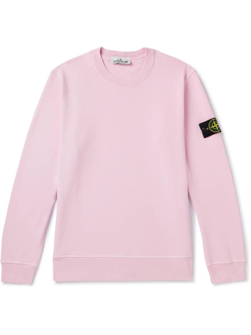 Stone Island - Logo-Appliquéd Garment-Dyed Cotton-Jersey Sweatshirt - Men - Pink - L von Stone Island