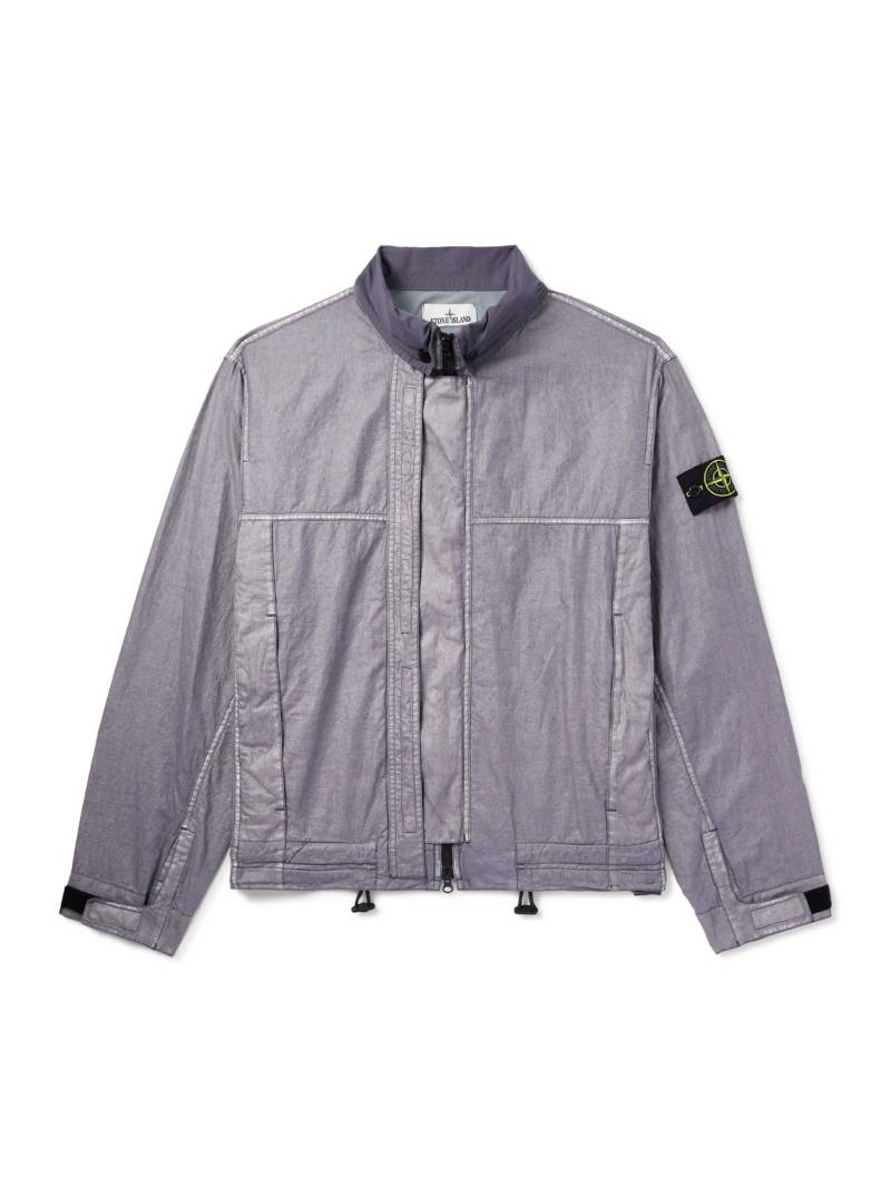 Stone Island - Logo-Appliquéd Garment-Dyed Lino Gommato Jacket - Men - Blue - L von Stone Island