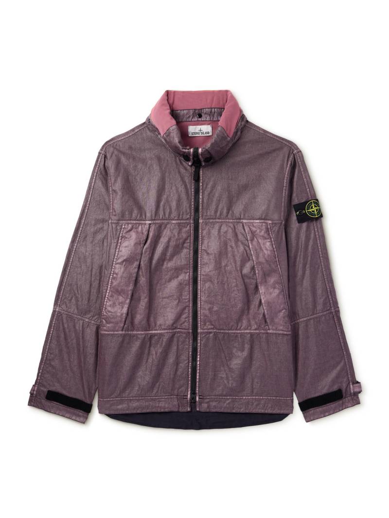 Stone Island - Logo-Appliquéd Garment-Dyed Lino Gommato Jacket - Men - Purple - XXL von Stone Island