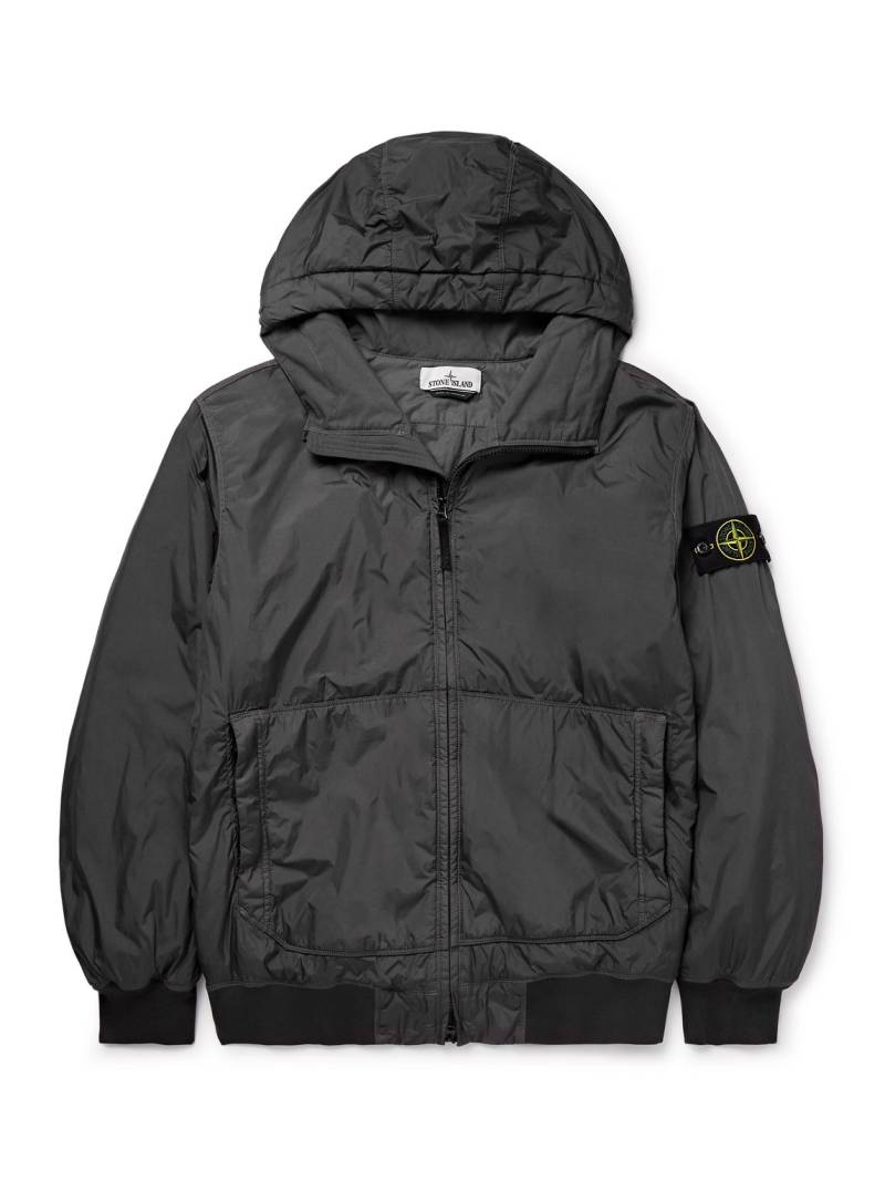 Stone Island - Logo-Appliquéd Garment-Dyed Padded Crinkle Reps Nylon Hooded Jacket - Men - Gray - L von Stone Island