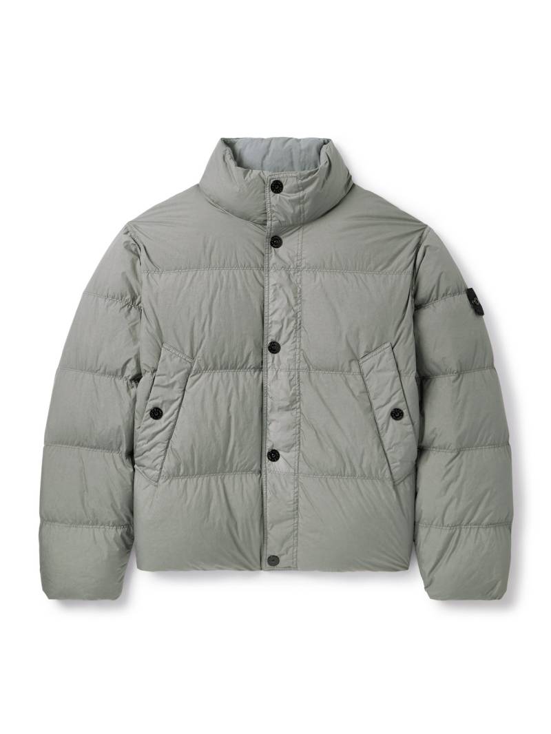 Stone Island - Logo-Appliquéd Garment-Dyed Quilted Crinkle Reps Down Jacket - Men - Gray - M von Stone Island