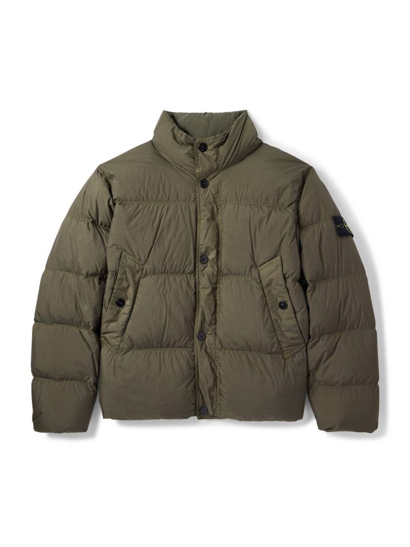 Stone Island - Logo-Appliquéd Garment-Dyed Quilted Crinkle Reps Down Jacket - Men - Green - XXL von Stone Island