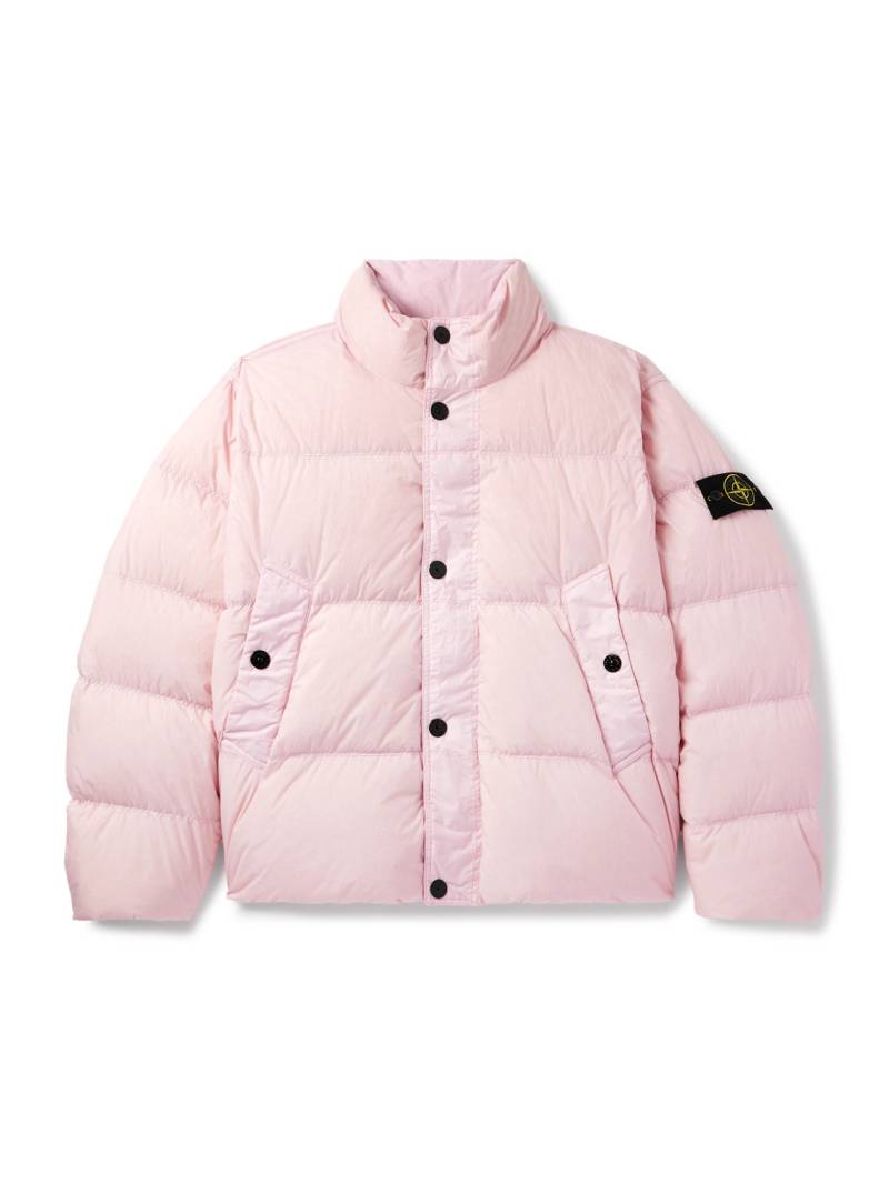 Stone Island - Logo-Appliquéd Garment-Dyed Quilted Crinkle Reps Down Jacket - Men - Pink - XL von Stone Island