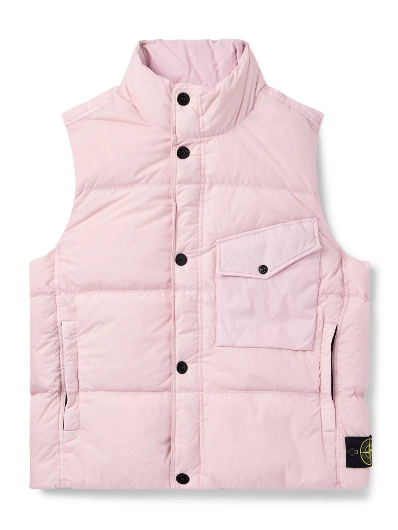 Stone Island - Logo-Appliquéd Garment-Dyed Quilted Crinkled Reps Down Gilet - Men - Pink - S von Stone Island