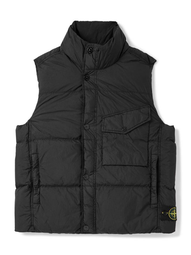 Stone Island - Logo-Appliquéd Garment-Dyed Quitled Crinkled Reps Down Gilet - Men - Black - XXL von Stone Island