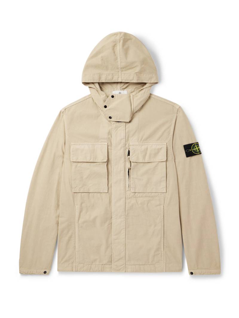 Stone Island - Logo-Appliquéd Organic Cotton-Canvas Jacket - Men - Neutrals - S von Stone Island
