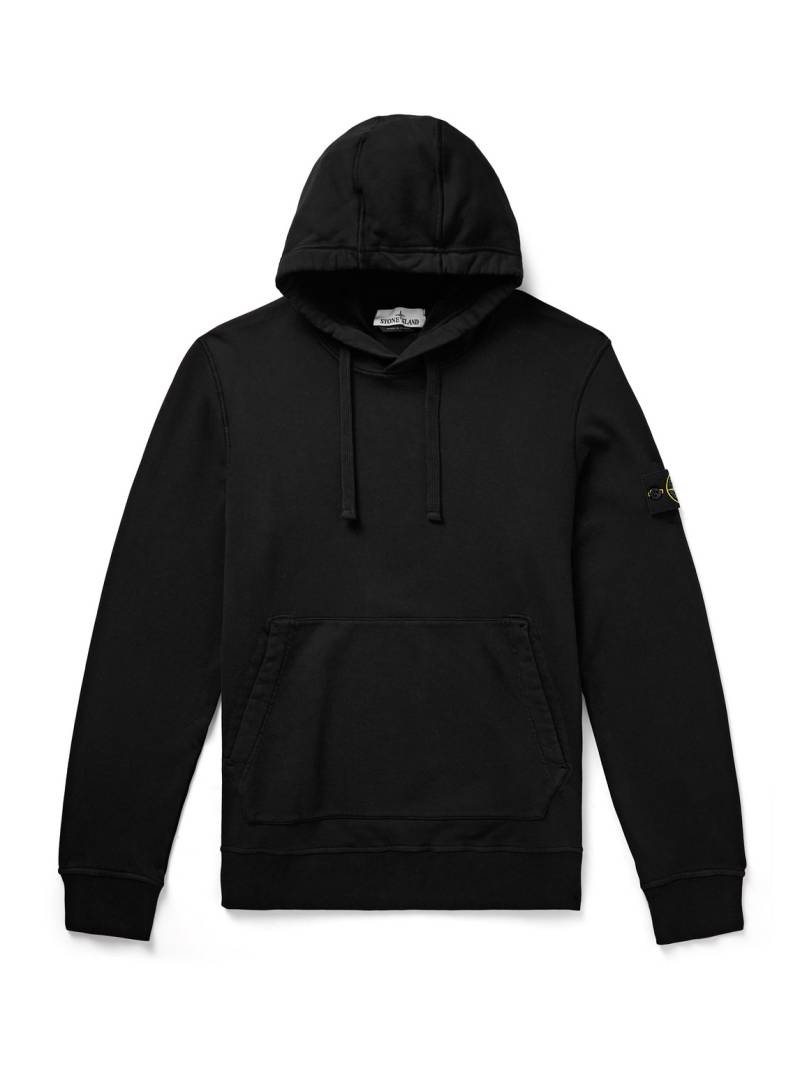 Stone Island - Logo-Appliquéd Organic Cotton-Jersey Hoodie - Men - Black - XXL von Stone Island