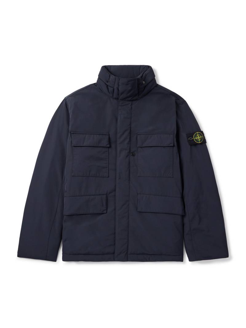 Stone Island - Logo-Appliquéd Padded Micro Twill Hooded Field Jacket - Men - Blue - XL von Stone Island