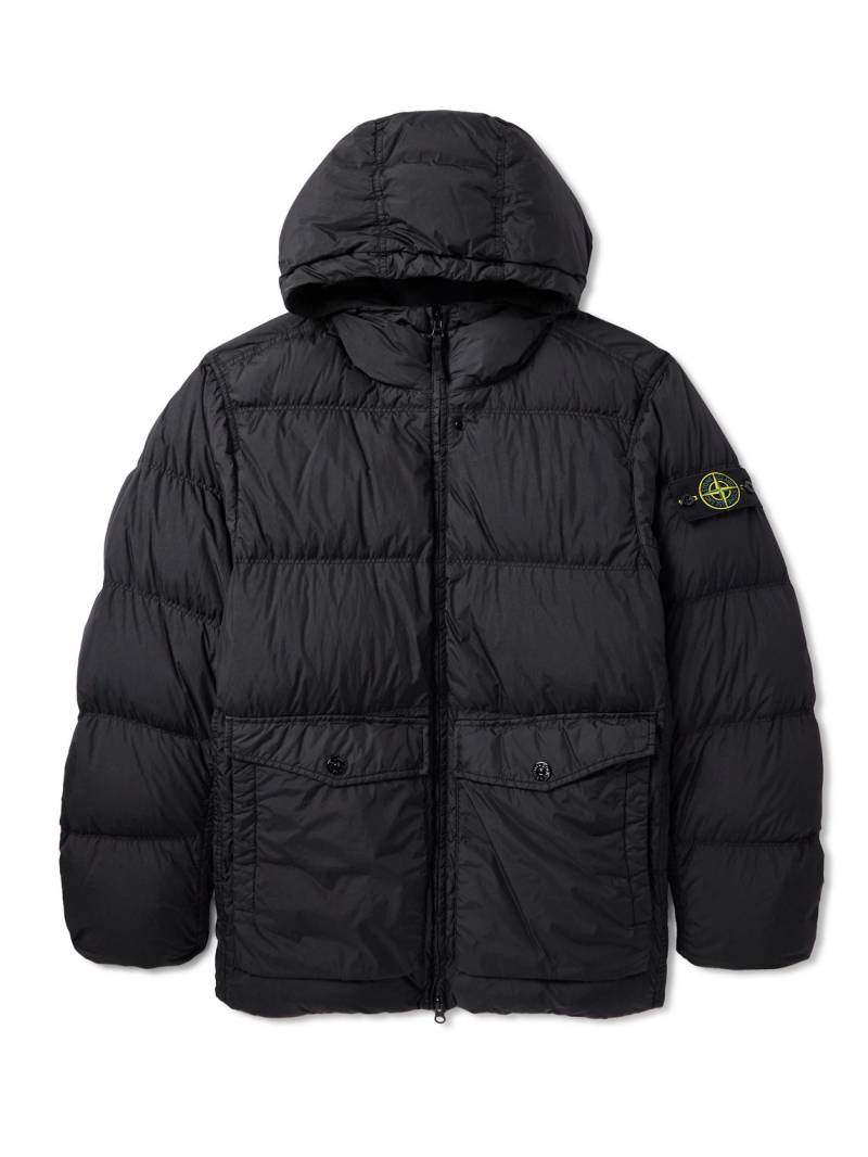 Stone Island - Logo-Appliquéd Quilted Recycled-Nylon Hooded Down Jacket - Men - Black - M von Stone Island