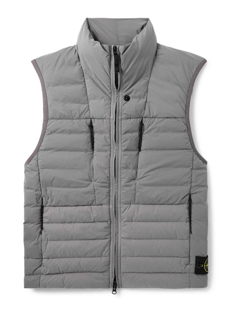 Stone Island - Logo-Appliquéd Quilted Stretch-Shell Down Gilet - Men - Gray - XXL von Stone Island