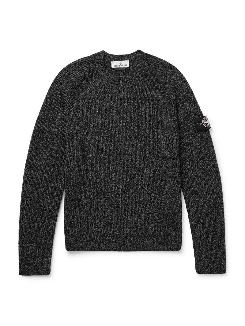 Stone Island - Logo-Appliquéd Reflective Ribbed-Knit Sweater - Men - Black - M von Stone Island