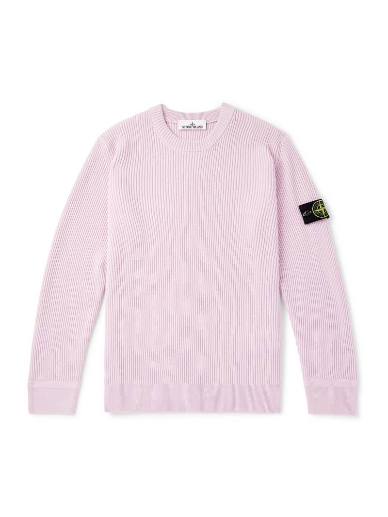 Stone Island - Logo-Appliquéd Ribbed Wool Sweater - Men - Pink - XL von Stone Island
